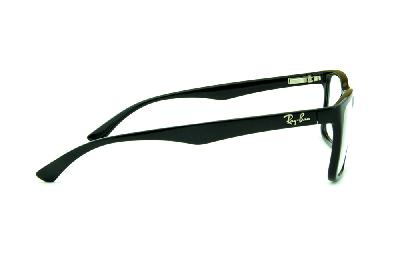 Óculos Ray-Ban RB 7027 quadrado preto com logo prata