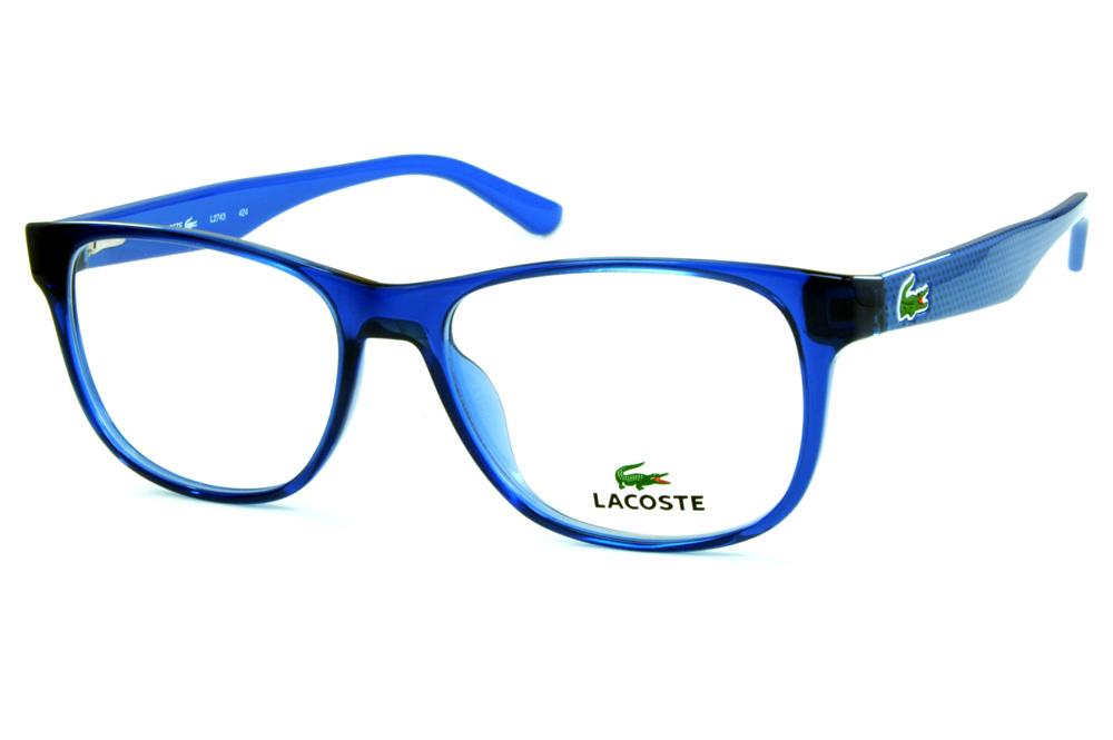 Óculos Lacoste L2743 Azul translúcido detalhe nas hastes
