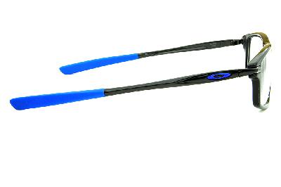 Óculos Oakley OX 1100 de grau masculino retangular em acetato preto brilhante e azul