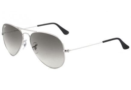 Óculos Ray-Ban Aviador RB 3025 prata com lente degradê fumê