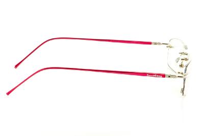 Óculos Ilusion dourada modelo parafusado com haste vermelha flexível de mola