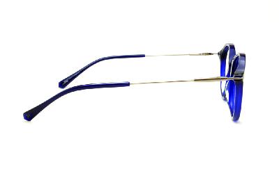 Óculos Ana Hickmann HI 6019 azul com haste prata flexível de mola