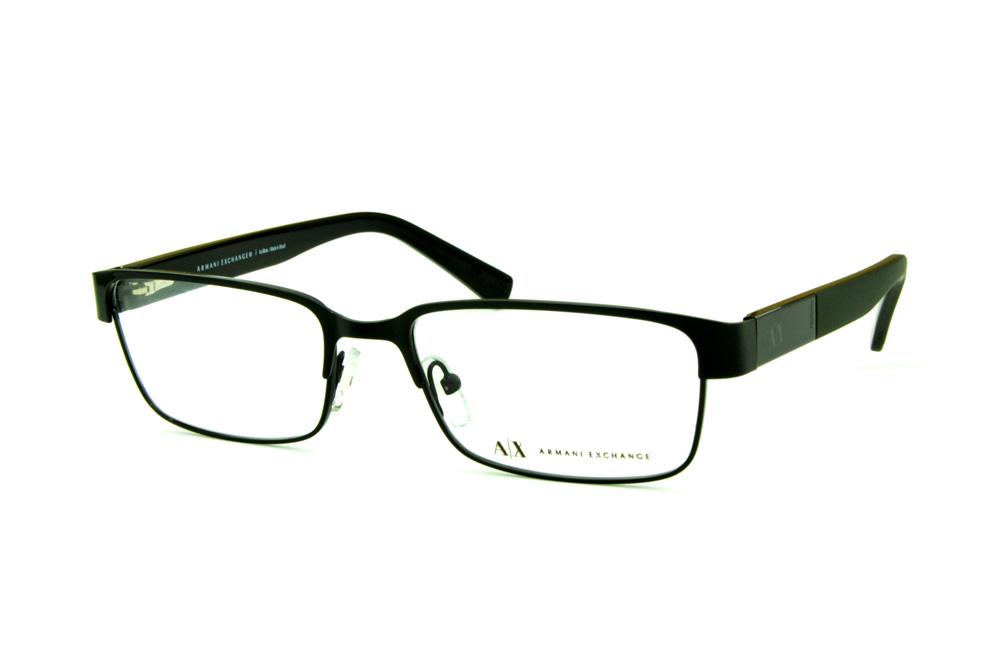Óculos Armani Exchange AX1017 preto haste preta fosca e logo cinza