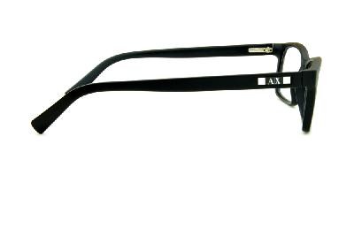 Óculos de grau Armani Exchange em acetato preto fosco para homens e mulheres