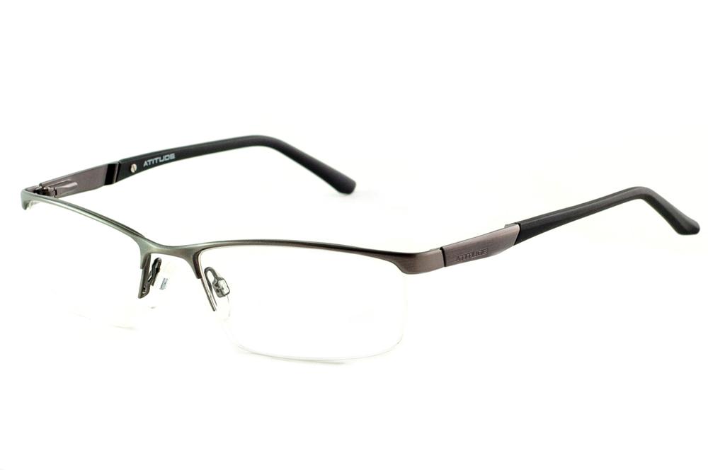 Óculos Atitude AT1528 metal silver haste preta flexível de mola