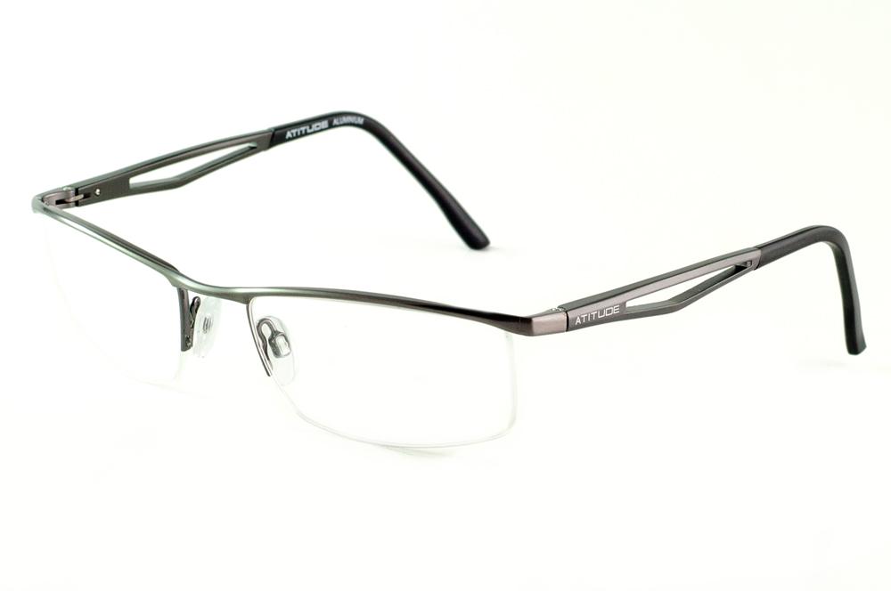 Óculos Atitude AT1470 prata haste azul grafite/preto vazada