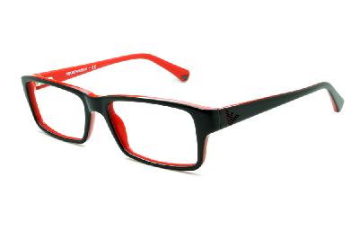 Óculos Emporio Armani EA 3003 preto e vermelho em acetato com haste flexível de mola