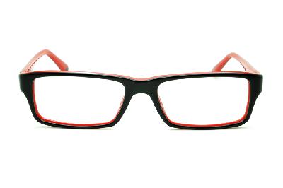 Óculos Emporio Armani EA 3003 preto e vermelho em acetato com haste flexível de mola