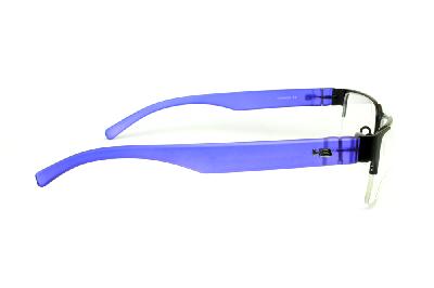 Óculos de grau Hot Buttered HB Duotech em fio de nylon e metal preto hastes azul transparente