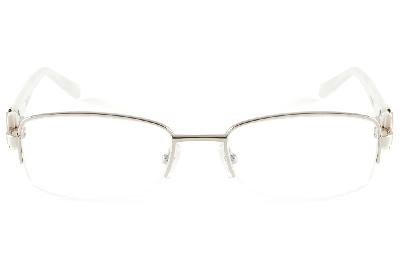 Óculos Ilusion prata em nylon com haste brancas/gelo flexível de mola e strass cristal