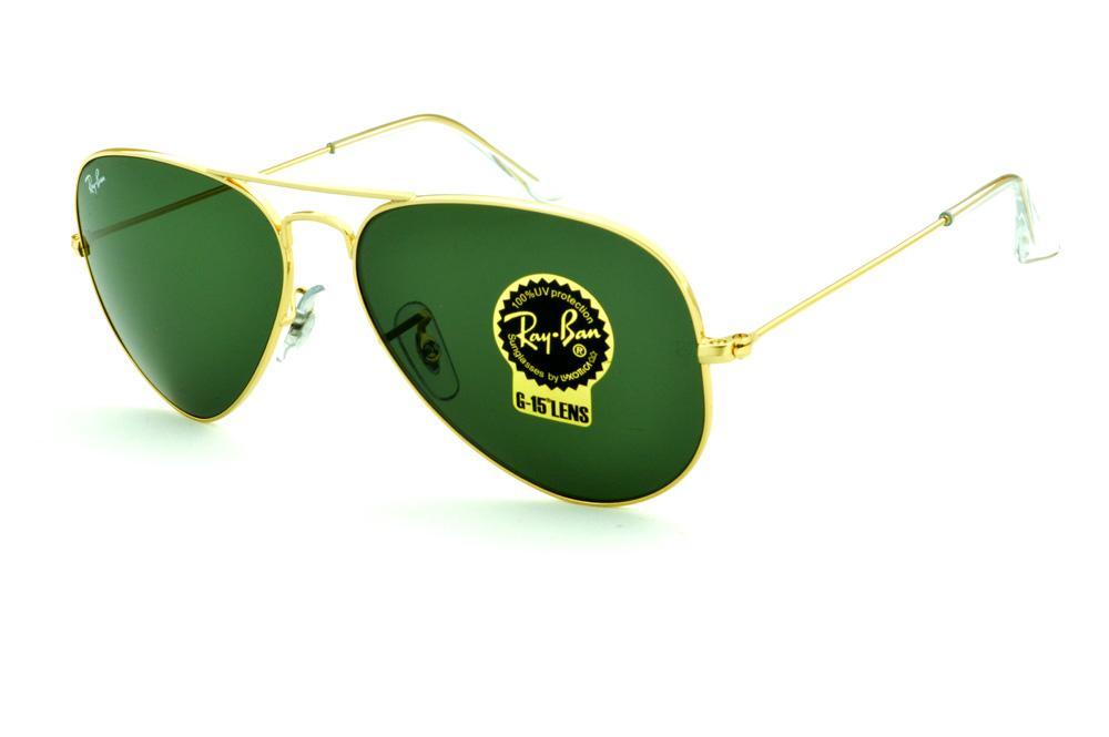 Óculos Ray-Ban Aviador RB3025 dourado lente verde G15