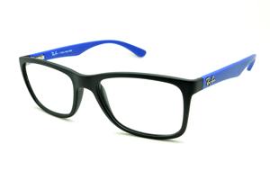 Óculos Ray-Ban RB 7027 preto fosco com haste azul de mola flexível