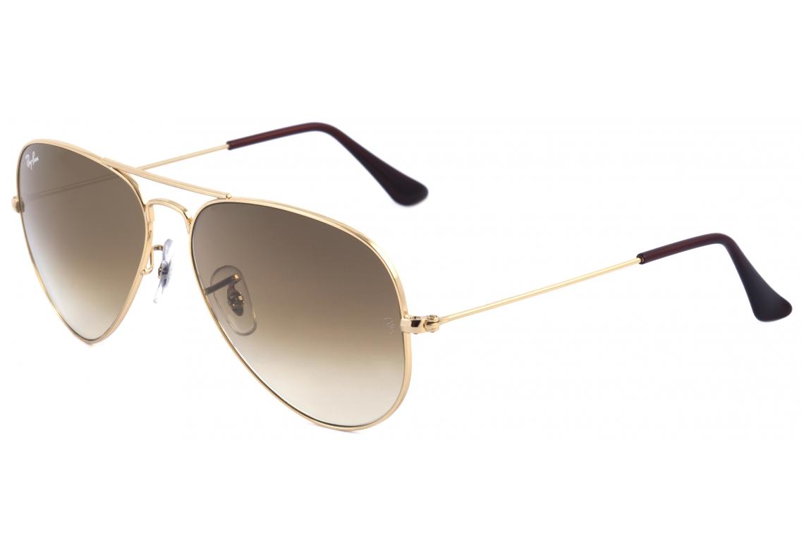 Óculos Ray-Ban Aviador RB3025 dourado e lente degradê marrom
