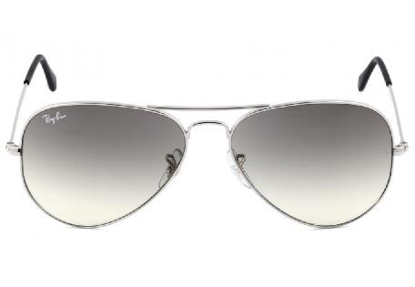 Óculos Ray-Ban Aviador RB 3025 prata com lente degradê fumê