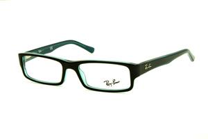 Óculos Ray-Ban RB 5246 preto com verde água e logo prata