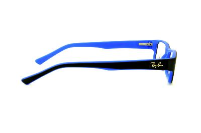 Óculos Ray-Ban RB 5246 preto fosco com azul fosco e logo prata