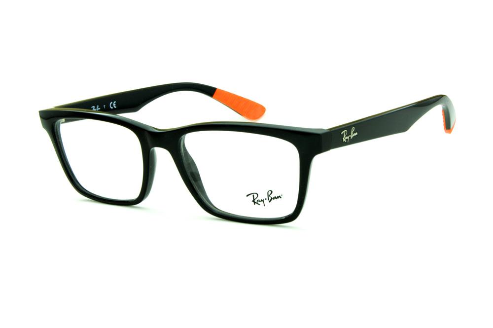 Óculos Ray-Ban RB7025 preto ponteiras emborrachadas laranja