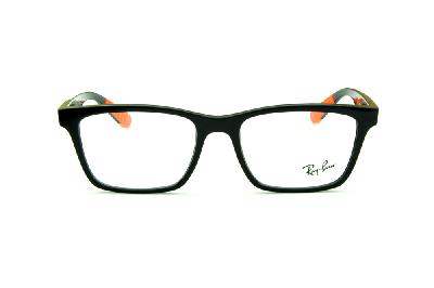 Óculos de grau Ray-Ban acetato preto com ponteiras emborrachadas laranja