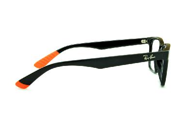 Óculos de grau Ray-Ban acetato preto com ponteiras emborrachadas laranja