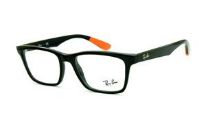 Óculos de grau Ray-Ban acetato preto com ponteiras emborrachadas laranja