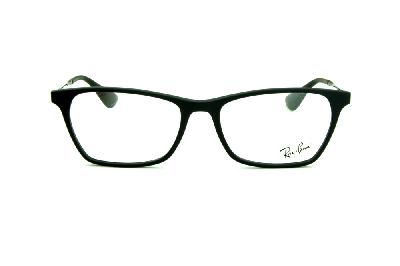 Óculos grau Ray-Ban acetato preto fosco com haste de metal grafite