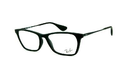 Óculos grau Ray-Ban acetato preto fosco com haste de metal grafite