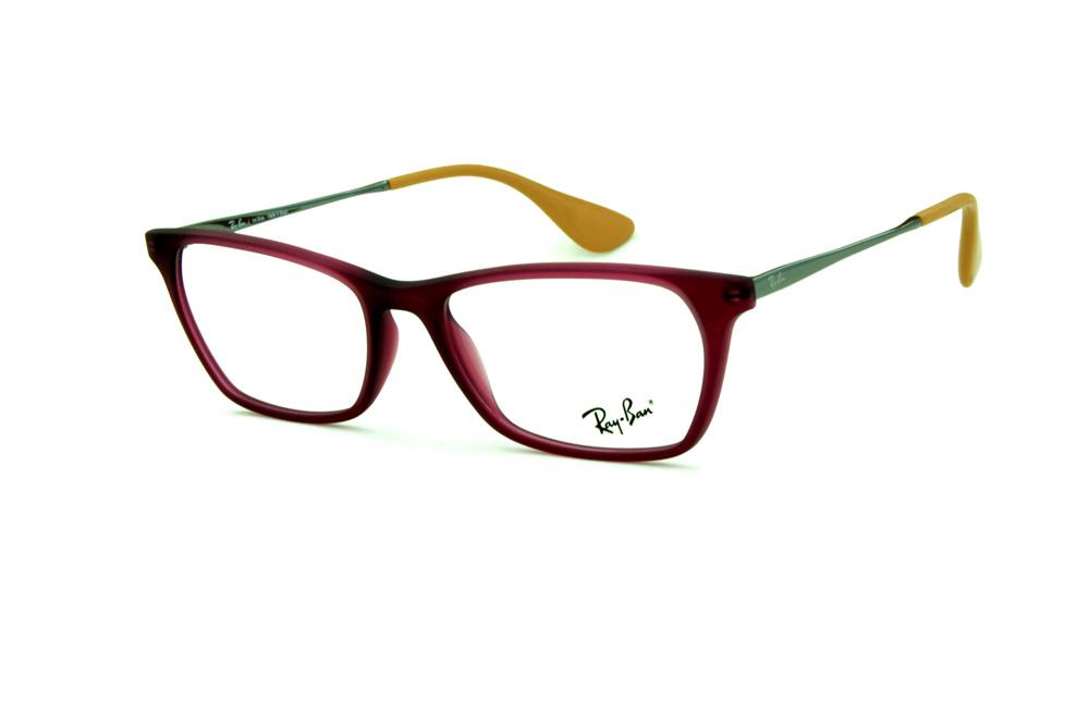 Óculos Ray-Ban RB7053 acetato estilo gatinho rosa haste cromado