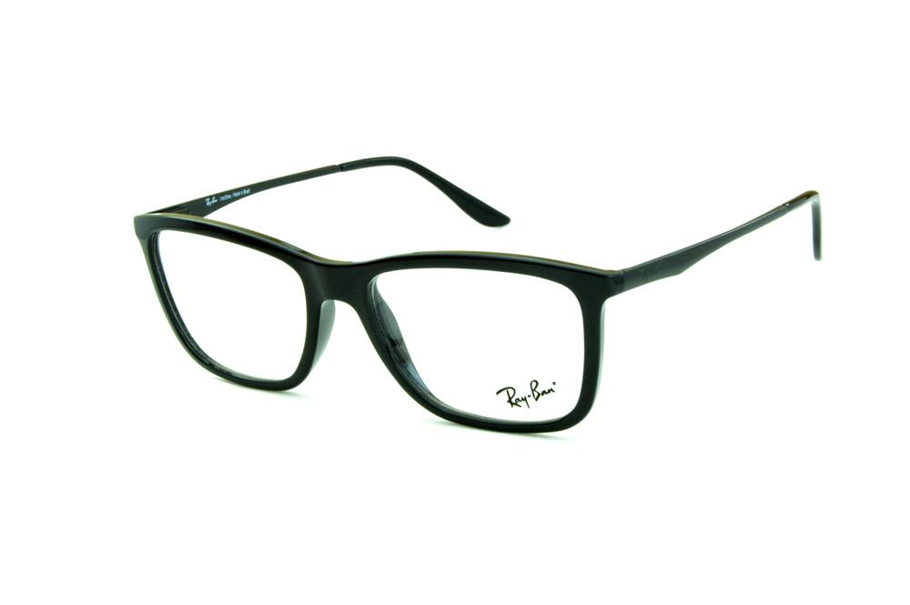 Óculos Ray-Ban RB7061 acetato preto haste de metal preta