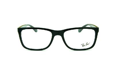 Óculos Ray-Ban RB 7027 quadrado preto com logo prata