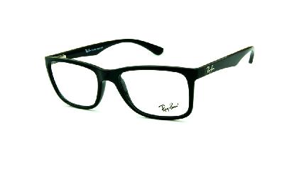 Óculos Ray-Ban RB 7027 quadrado preto com logo prata