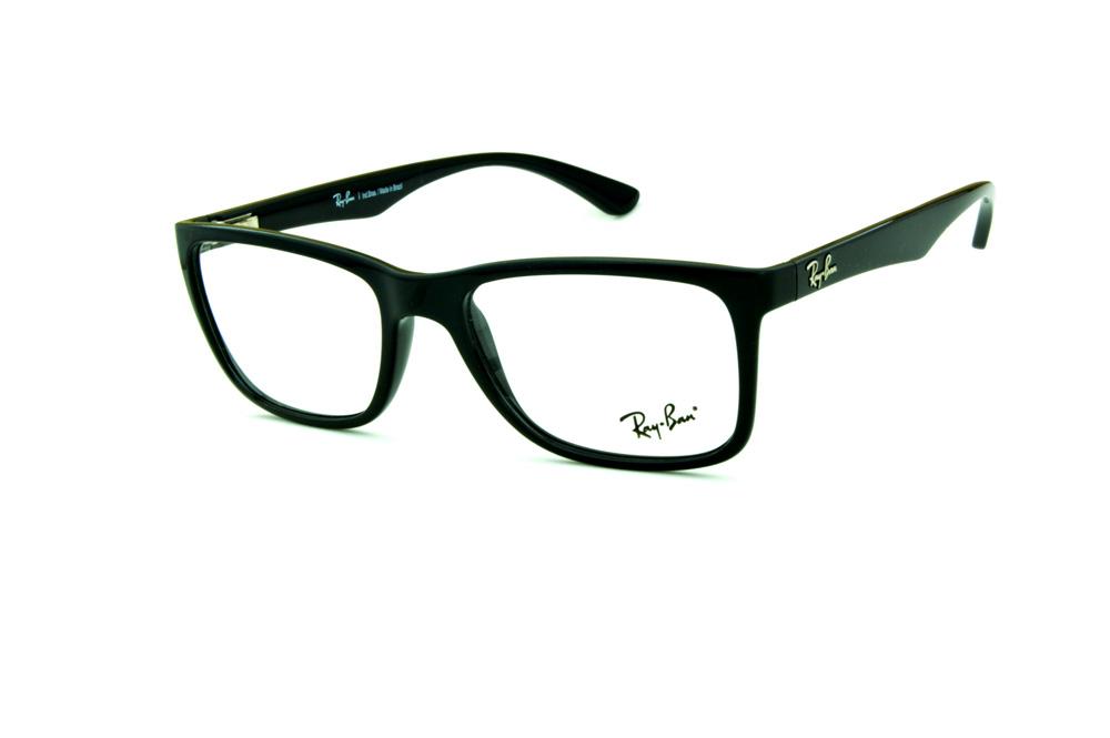 Óculos Ray-Ban RB 7027 quadrado preto com logo prata