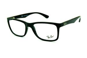 Óculos Ray-Ban RB 7027 quadrado preto com logo prata