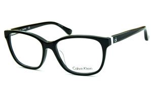 Armação de óculos de grau feminino Calvin Klein em acetato preto brilhante para mulheres