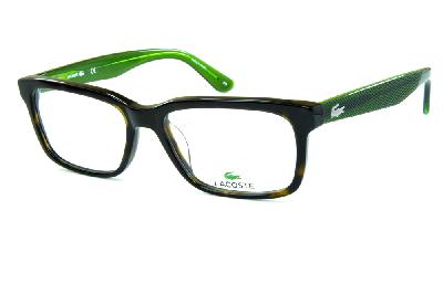 Óculos Lacoste L2672 Demi tartaruga efeito onça com hastes verdes e logo de metal