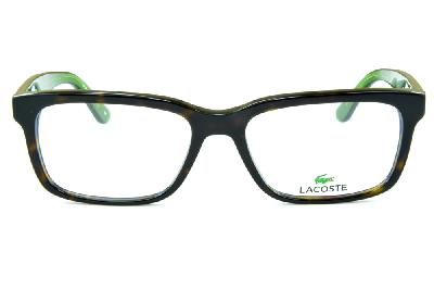 Óculos Lacoste L2672 Demi tartaruga efeito onça com hastes verdes e logo de metal