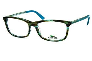 Óculos Lacoste L2711 azul e marrom mesclado com haste transparente e ponteiras azul