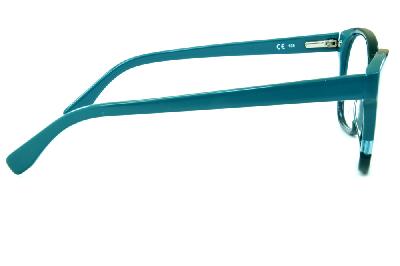 Óculos Lacoste L2737 acetato verde com verde água estilo gatinho e logo de metal na haste