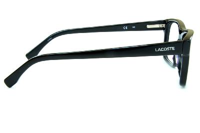 Óculos de grau Lacoste em acetato preto brilhante para homens e mulheres