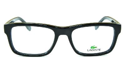 Óculos de grau Lacoste em acetato preto brilhante para homens e mulheres