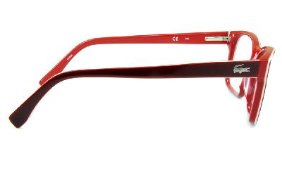 Óculos Lacoste L2746 Vermelho e bordô com friso branco e logo de metal