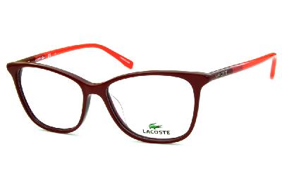 Óculos Lacoste L2751 acetato bordô estilo gatinho com hastes coloridas em bordô/vinho e rosa