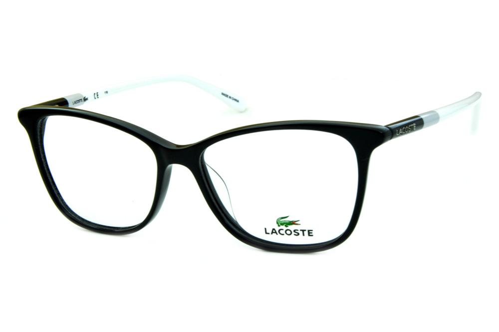 Óculos Lacoste L2751 preto estilo gatinho hastes colorida