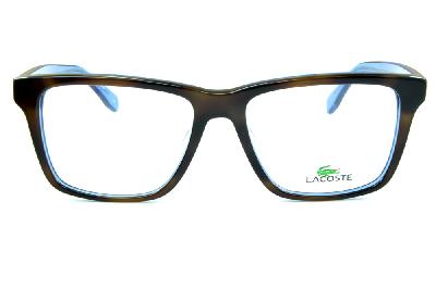 Óculos de grau Lacoste em acetato marrom tartaruga e azul translúcido para homens