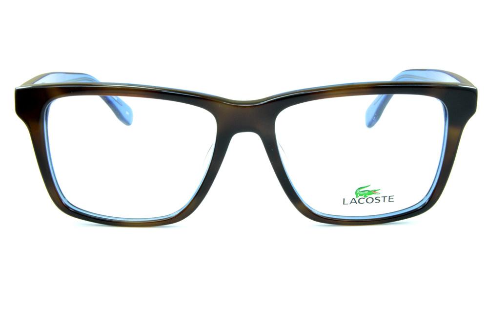 Óculos de grau Lacoste em acetato marrom tartaruga e azul translúcido para homens
