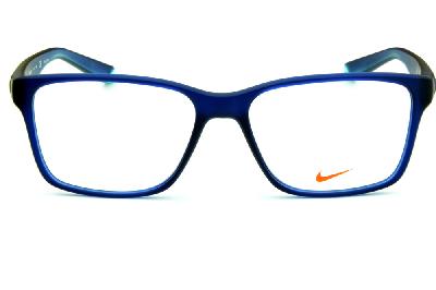 Óculos Nike 7091 Live Free azul fosco com hastes azul degradê e logo verde água