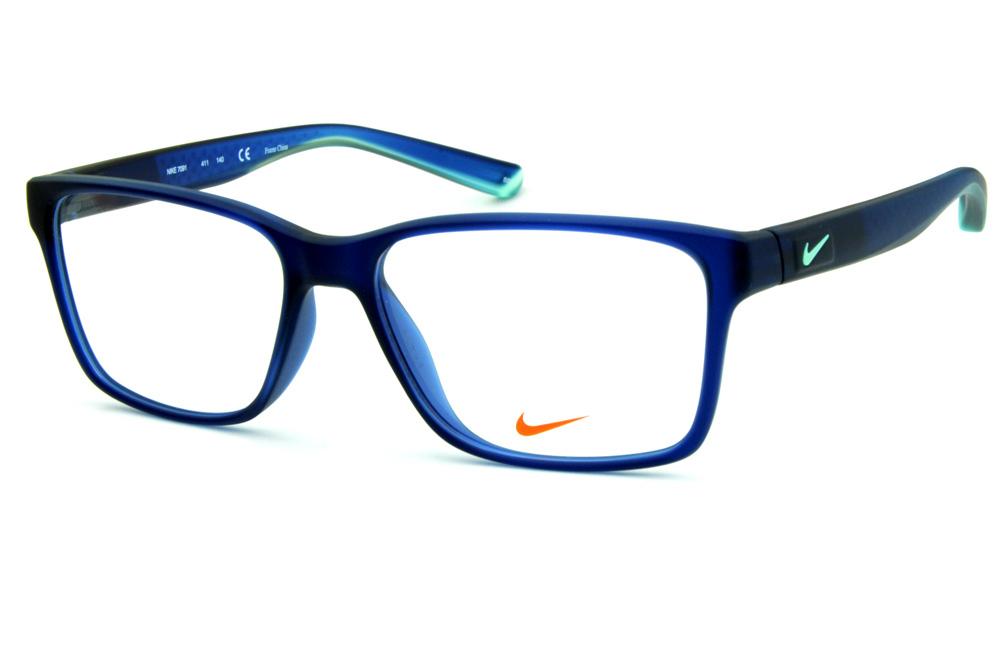 Óculos Nike 7091 Live Free Azul fosco detalhe verde água