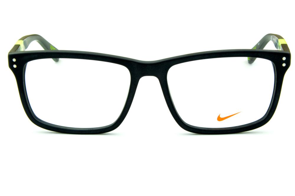 Óculos Nike 7238 Preto fosco com haste cinza e verde fluorescente