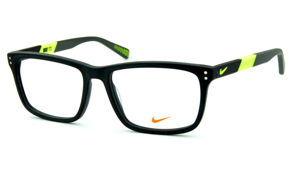 Óculos Nike 7238 Preto fosco haste cinza e verde fluorescente