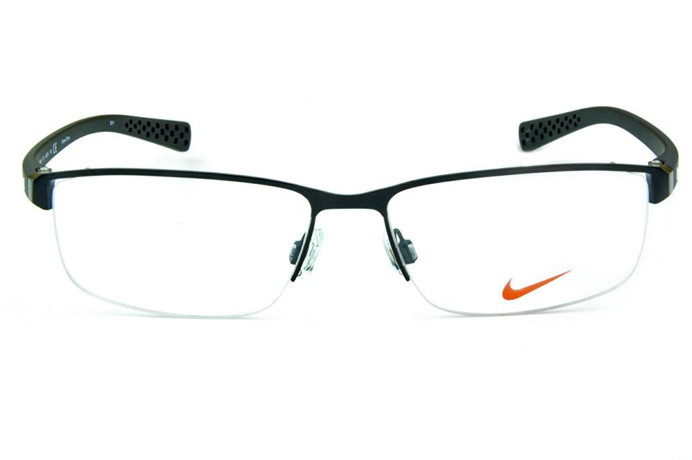 Óculos Nike 8098 metal preto fio de nylon com haste em grilamid e logo branco