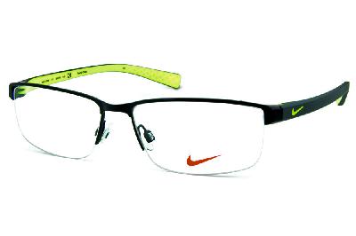 Óculos Nike 8098 metal preto fio de nylon com haste em grilamid cinza e verde fluorescente interno